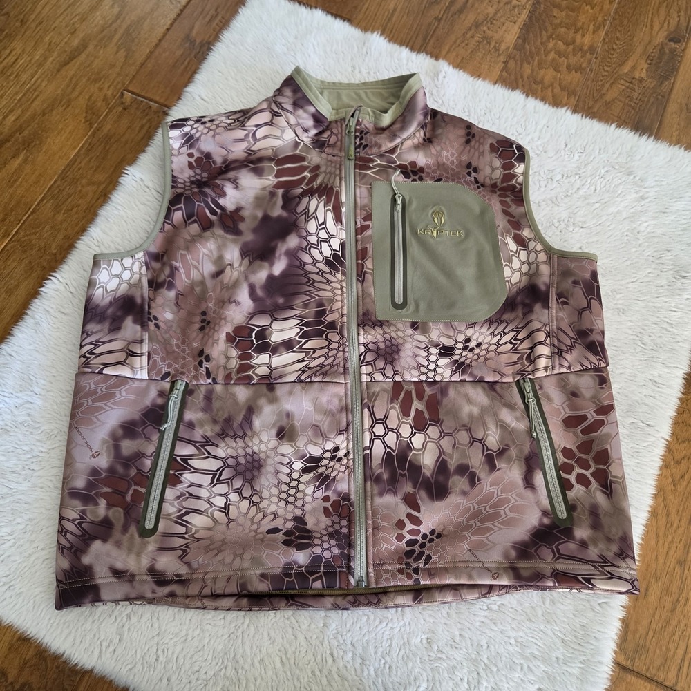 Kryptek Highlander Camo Softshell Vest Men's XXL Full Zip Hunting Tactical